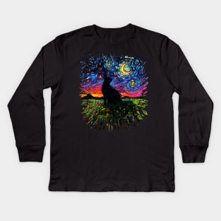 Black Cat Night (Splash Version) Kids Long Sleeve T-Shirt